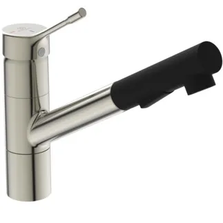 IDEAL STANDARD CERALOOK - Küchenarmatur 47x271x215 mm, 233 mm vertikaler Abstand bis Mitte Auslauf in silver storm, 7 l/min (3 bar) - EasyFix, BlueStart, Click-Technologie, EPD, FirmaFlow, 2 Strahlarten, Herausziehbare Handbrause, PVD Technologie #BC297GN - Edelstahl