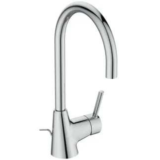 IDEAL STANDARD CERALINE - Waschtischarmatur 120x216x323 mm, 160 mm vertikaler Abstand bis Mitte Auslauf in chrom, 3.8 l/min (3 bar), mit Ablaufgarnitur - EasyFix, Strahlregler, Verdeckter Strahlregler, EPD, SmartShine Oberfläche #BC195AA - Chrom
