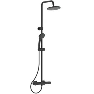 IDEAL STANDARD CERATHERM T25 - Duschsystem AP 315x489.5x1030 mm in schwarz, 12.0 l/min (3 bar) - Thermostatfunktion, Wasser- & Energiesparend, CoolBody, Vertical flex, Sicherheitssperre #A7546XG - Silk Black