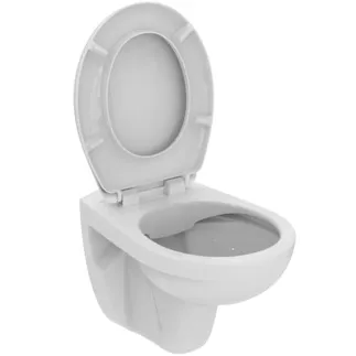 IDEAL STANDARD EUROVIT - Wand-WC Paket 370x525x395 mm in weiß glänzend, CL1 Vollspülung 4.5 - 6 l/min, horizontaler Ablauf - CL1, SoftClosing WC #K881201 - Weiß (Alpin)