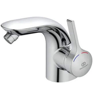IDEAL STANDARD MELANGE - Bidet Armatur 94x155x129 mm, 113.3 mm vertikaler Abstand bis Mitte Auslauf in chrom, 13 l/min (3 bar), mit Ablaufgarnitur - EasyFix, Einstellbarer Auslauf, EPD, SmartShine Oberfläche #A4268AA - Chrom
