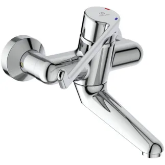 IDEAL STANDARD CERAPLUS - Wand-Waschtischarmatur, 150 mm vertikaler Abstand bis Mitte Auslauf in chrom, 20 l/min (3 bar), ohne Ablaufgarnitur - Sequentielle Kartusche, EPD, FirmaFlow, SmartShine Oberfläche #B8223AA - Chrom