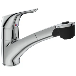 IDEAL STANDARD CERASPRINT NEW - Küchenarmatur 56.5x199 mm, 230 mm vertikaler Abstand bis Mitte Auslauf in chrom, 12 l/min (3 bar) - Click-Technologie, EPD, 2 Strahlarten, Herausziehbare Handbrause, SmartShine Oberfläche #B5347AA - Chrom