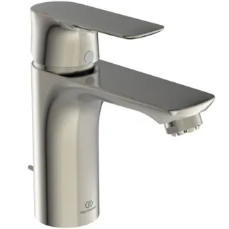 IDEAL STANDARD CONNECT AIR - Waschtischarmatur 48x166x156 mm, 112 mm vertikaler Abstand bis Mitte Auslauf in silver storm, 6 l/min (3 bar), mit Ablaufgarnitur - EasyFix, Strahlregler, Click-Technologie, FirmaFlow, PVD Technologie #A7022GN - Edelstahl