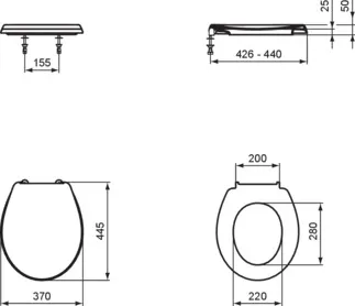 IDEAL STANDARD Sandwich Sitz 370x440x45 mm in weiß glänzend - SoftClosing WC #W303001 - Weiß (Alpin), Bild 8