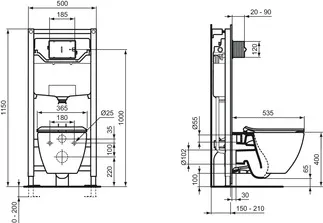 IDEAL STANDARD PROSYS - WC Montagerahmen 500x210x1150 mm in neutral #R009467 - Neutral, Bild 7