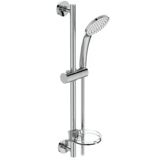 IDEAL STANDARD IDEALRAIN - Brausekombination mit Brausestange 313x603 mm in chrom, 8 l/min (3 bar) - Strahlregler, Durchflussbegrenzer, Breite Brause #B9412AA - Chrom
