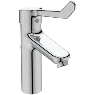 IDEAL STANDARD CERAPLUS - Waschtischarmatur 48x200x249 mm, 123 mm vertikaler Abstand bis Mitte Auslauf in chrom, 8.4 l/min (3 bar), mit Ablaufgarnitur - EasyFix, Click-Technologie, EPD, FirmaFlow, Vandalismussicher, SmartShine Oberfläche #BC105AA - Chrom