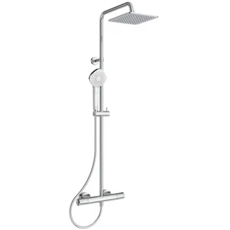IDEAL STANDARD CERATHERM T100 - Duschsystem AP 325x491.5x1117 mm in chrom, 12.0 l/min (3 bar) - Thermostatfunktion, Wasser- & Energiesparend, CoolBody, Sicherheitssperre #A7240AA - Chrom