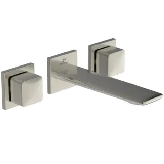 IDEAL STANDARD CONCA - Zweigriff-Waschbeckenarmatur 265x210x65 mm, 180 mm vertikaler Abstand bis Mitte Auslauf in silver storm, Kit 1 included, 5 l/min (3 bar), ohne Ablaufgarnitur - Durchflussbegrenzer, PVD Technologie #A7445GN - Edelstahl