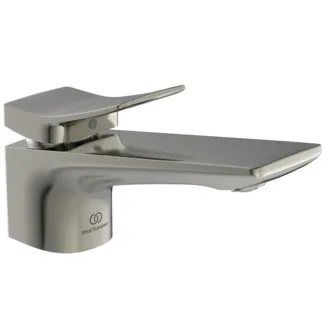 IDEAL STANDARD CONCA - Waschtischarmatur 48x201x96 mm, 132 mm vertikaler Abstand bis Mitte Auslauf in silver storm, 5 l/min (3 bar), mit Ablaufgarnitur - EasyFix, Strahlregler, Durchflussbegrenzer, EPD, FirmaFlow, PVD Technologie #BC753GN - Edelstahl