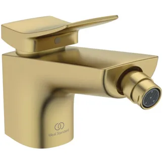 IDEAL STANDARD CONCA - Bidet Armatur 48x177x113 mm, 133 mm vertikaler Abstand bis Mitte Auslauf in brushed gold, 5 l/min (3 bar), mit Ablaufgarnitur - Strahlregler, Einstellbarer Auslauf, Durchflussbegrenzer, EPD, FirmaFlow, PVD Technologie #BC760A2 - Brushed Gold