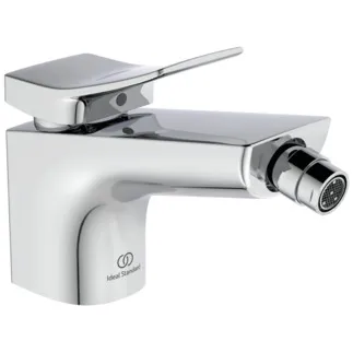 IDEAL STANDARD CONCA - Bidet Armatur 48x177x113 mm, 133 mm vertikaler Abstand bis Mitte Auslauf in chrom, 5 l/min (3 bar), mit Ablaufgarnitur - Strahlregler, Einstellbarer Auslauf, Durchflussbegrenzer, EPD, FirmaFlow, SmartShine Oberfläche #BC760AA - Chrom