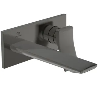 IDEAL STANDARD CONCA - Wand-Waschtischarmatur 193x113.5 mm, 180 mm vertikaler Abstand bis Mitte Auslauf in magnetic grey, Kit 1 required (A1313), 5 l/min (3 bar), ohne Ablaufgarnitur - Durchflussbegrenzer, EPD, FirmaFlow, PVD Technologie #A7371A5 - Magnetic Grey