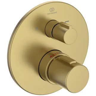 IDEAL STANDARD CERATHERM T100 - Badearmatur UP Bausatz 2 163x105x163 mm in brushed gold, Kit 1 required (A1000), 23.0 l/min (3 bar) - Thermostatfunktion, Wasser- & Energiesparend, Sicherheitssperre, PVD Technologie. BITTE BEACHTEN SIE: Dieses Produkt wird aus dem Sortiment genommen und durch A8584A2 ersetzt. #A5814A2 - Brushed Gold