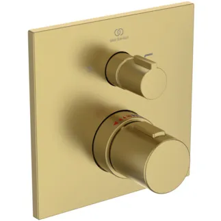 IDEAL STANDARD Ceratherm C100 - Badearmatur UP Bausatz 2 163x105x163 mm in brushed gold, Kit 1 required (A1000), 23.0 l/min (3 bar) - Thermostatfunktion, Wasser- & Energiesparend, Sicherheitssperre, PVD Technologie. BITTE BEACHTEN SIE: Dieses Produkt wird aus dem Sortiment genommen und durch A8588A2 ersetzt. #A7522A2 - Brushed Gold