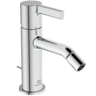IDEAL STANDARD JOY - Bidet Armatur 48x160x160 mm, 115 mm vertikaler Abstand bis Mitte Auslauf in chrom, 5 l/min (3 bar), mit Ablaufgarnitur - EasyFix, Strahlregler, Einstellbarer Auslauf, Durchflussbegrenzer, EPD, FirmaFlow, SmartShine Oberfläche #BC784AA - Chrom
