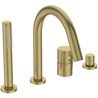 IDEAL STANDARD JOY - Wannenrand-Badearmatur 248 mm in brushed gold, 19.0 l/min (3 bar) - Verdeckter Strahlregler, Click-Technologie, EPD, FirmaFlow, PVD Technologie #BC789A2 - Brushed Gold
