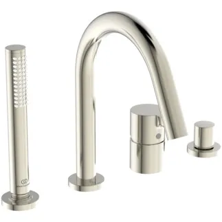 IDEAL STANDARD JOY - Wannenrand-Badearmatur 248 mm in silver storm, 19.0 l/min (3 bar) - Verdeckter Strahlregler, Click-Technologie, EPD, FirmaFlow, PVD Technologie #BC789GN - Edelstahl