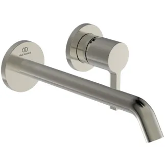 IDEAL STANDARD JOY - Wand-Waschtischarmatur 175x105.5 mm, 220 mm vertikaler Abstand bis Mitte Auslauf in silver storm, Kit 1 required (A1313), 5 l/min (3 bar), ohne Ablaufgarnitur - Verdeckter Strahlregler, Durchflussbegrenzer, FirmaFlow, PVD Technologie #A7379GN - Edelstahl