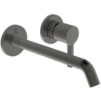 IDEAL STANDARD JOY - Wand-Waschtischarmatur 175x105.5 mm, 220 mm vertikaler Abstand bis Mitte Auslauf in magnetic grey, Kit 1 required (A1313), 5 l/min (3 bar), ohne Ablaufgarnitur - Verdeckter Strahlregler, Durchflussbegrenzer, FirmaFlow, PVD Technologie #A7379A5 - Magnetic Grey