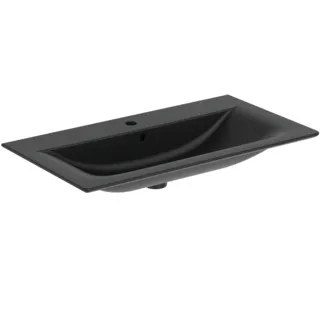 IDEAL STANDARD CONNECT AIR - Möbelwaschtisch 840x460x165 mm in schwarz seidenmatt, 1 Hahnloch, mit Überlauf #E0279V3 - Schwarz