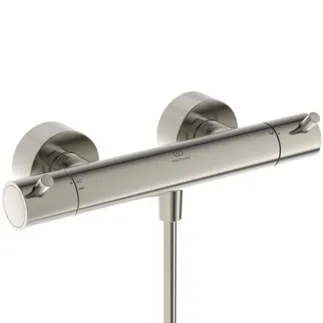 IDEAL STANDARD CERATHERM T125 - Brausearmatur AP 304x115x74 mm in silver storm, 22 l/min (3 bar) - Thermostatfunktion, Wasser- & Energiesparend, Sicherheitssperre, PVD Technologie #A7587GN - Edelstahl
