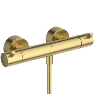 IDEAL STANDARD CERATHERM T125 - Brausearmatur AP 304x115x74 mm in brushed gold, 22 l/min (3 bar) - Thermostatfunktion, Wasser- & Energiesparend, Sicherheitssperre, PVD Technologie #A7587A2 - Brushed Gold