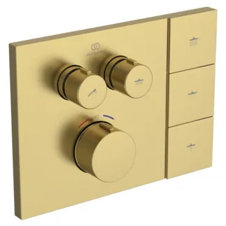 IDEAL STANDARD CERATHERM NAVIGO SOLOS - Brausearmatur UP Bausatz 2 213x63x157 mm in brushed gold, Kit 1 required (A1000) - Thermostatfunktion, Wasser- & Energiesparend, Sicherheitssperre, PVD Technologie #A7894A2 - Brushed Gold