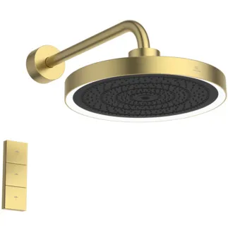 IDEAL STANDARD IDEALRAIN SOLOS - Kopfbrause 330x577x239 mm in brushed gold, 12 l/min (3 bar) - Variable Strahlarten, WRAS, PVD Technologie #A7890A2 - Brushed Gold