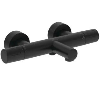 IDEAL STANDARD CERATHERM T25 - Badearmatur AP 315x178x70 mm, 161 mm vertikaler Abstand bis Mitte Auslauf in schwarz, 22.0 l/min (3 bar) - Thermostatfunktion, Wasser- & Energiesparend, CoolBody, Sicherheitssperre #A8475XG - Silk Black