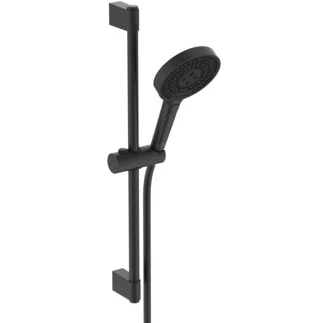 IDEAL STANDARD IDEALRAIN SOLOS - Brausekombination mit Brausestange in schwarz, 8 l/min (3 bar) - Variable Strahlarten, Durchflussbegrenzer, Breite Brause #A7897XG - Silk Black