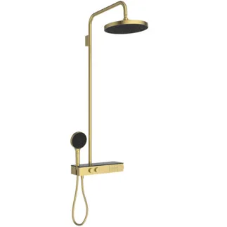 IDEAL STANDARD CERATHERM SOLOS - Duschsystem AP 434x667x1211 mm in brushed gold, 12.0 l/min (3 bar) - Thermostatfunktion, Wasser- & Energiesparend, PVD Technologie #A7882A2 - Brushed Gold