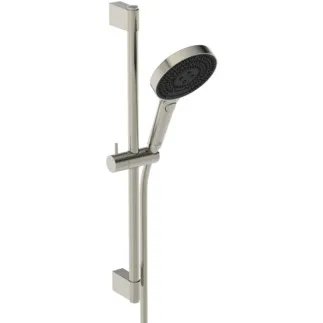 IDEAL STANDARD IDEALRAIN SOLOS - Brausekombination mit Brausestange in silver storm, 8 l/min (3 bar) - Variable Strahlarten, Durchflussbegrenzer, Breite Brause, PVD Technologie #A7897GN - Edelstahl