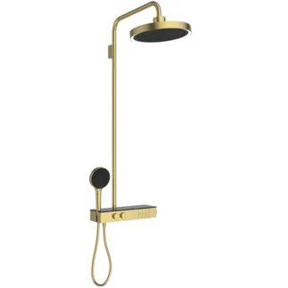 IDEAL STANDARD CERATHERM SOLOS - Duschsystem AP 434x682x1211 mm in brushed gold, 12.0 l/min (3 bar) - Thermostatfunktion, Wasser- & Energiesparend, PVD Technologie #A7883A2 - Brushed Gold