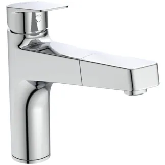 IDEAL STANDARD CERAPLAN - Küchenarmatur 50x256x210 mm, 210 mm vertikaler Abstand bis Mitte Auslauf in chrom, 9 l/min (3 bar) - EasyFix, Click-Technologie, EPD, FirmaFlow, Herausziehbare Handbrause, SmartShine Oberfläche #BD331AA - Chrom
