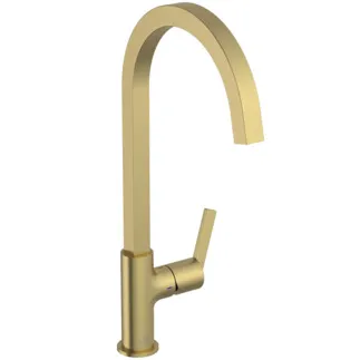 IDEAL STANDARD GUSTO - Küchenarmatur 160x254x424 mm, 204 mm vertikaler Abstand bis Mitte Auslauf in brushed gold, 8.3 l/min (3 bar) - EasyFix+, Verdeckter Strahlregler, FirmaFlow, PVD Technologie #BD411A2 - Brushed Gold