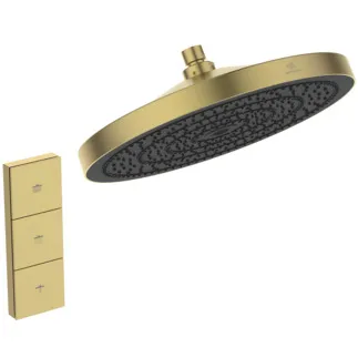 IDEAL STANDARD IDEALRAIN SOLOS - Kopfbrause 300x300x93 mm in brushed gold, 12 l/min (3 bar) - Variable Strahlarten, WRAS, PVD Technologie #A7889A2 - Brushed Gold