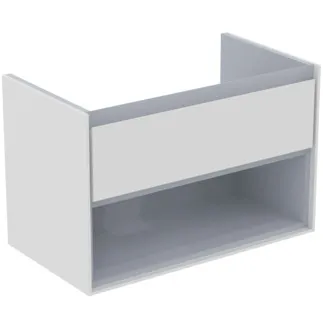 IDEAL STANDARD C.AIR - Waschtisch-Unterschrank 800x440x517 mm in weiß glänzend / hellgrau matt, 1 Schublade - SoftClosing, Vormontiert #E0827KN - Weiß glänzend / hellgrau matt