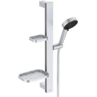 IDEAL STANDARD IDEALRAIN ALU+ - Brausekombination mit Brausestange 349x157x600 mm in silber, 8 l/min (3 bar) - Variable Strahlarten, WRAS, Durchflussbegrenzer, Kernelemente aus Aluminium #BD586SI