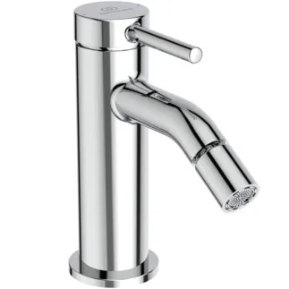 IDEAL STANDARD CERALINE NUOVO - Bidet Armatur 48x133.5x165 mm, 105 mm vertikaler Abstand bis Mitte Auslauf in chrom, 4 l/min (3 bar), ohne Ablaufgarnitur - EasyFix, Vandalismussicher, SmartShine Oberfläche #BD849AA - Chrom