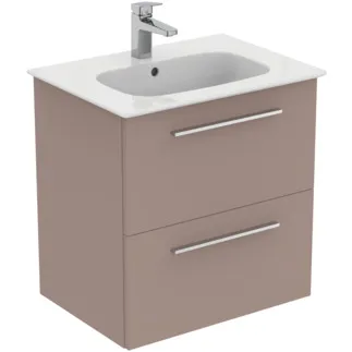 IDEAL STANDARD I.LIFE A - Waschtisch-Unterschrank 640x460x645 mm in greige matt, 2 Schubladen - SoftClosing, Vormontiert, Nachhaltig gewonnenes Holz #K8741NH - Greige