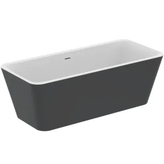 IDEAL STANDARD TONIC II - Freistehende Badewanne 1800x800x600 mm in schwarz seidenmatt, ohne Hahnloch, mit Überlauf, ohne Ablaufgarnitur - Reinigungsmittelbeständig, Lichtbeständig #K8725V3 - Schwarz