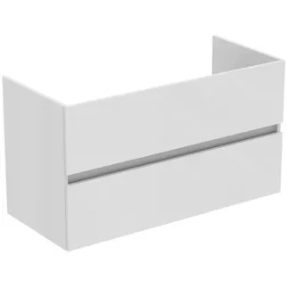 IDEAL STANDARD EUROVIT+ - Waschtisch-Unterschrank 1000x440x550 mm in weiß, 2 Schubladen - Grifflos, SoftClosing, Vormontiert, Nachhaltig gewonnenes Holz #R0265WG - Hochglanz weiß lackiert