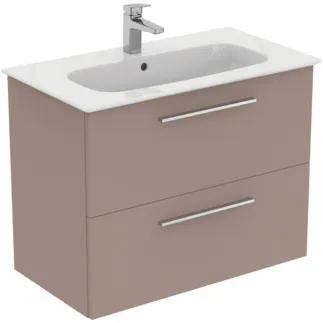 IDEAL STANDARD I.LIFE A - Waschtisch-Unterschrank 840x460x645 mm in greige matt, 2 Schubladen - SoftClosing, Vormontiert, Nachhaltig gewonnenes Holz #K8743NH - Greige