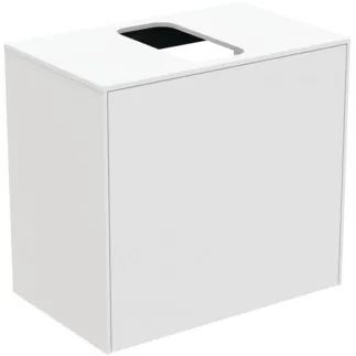 IDEAL STANDARD CONCA - Waschtisch-Unterschrank 602x373x550 mm in weiß matt lackiert, 2 Schubladen - Grifflos, Vollauszug, Push-to-open, SoftClosing, Platzsparend, Vormontiert, Nachhaltig gewonnenes Holz #T3934Y1 - Weiß matt