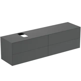 IDEAL STANDARD CONCA - Waschtisch-Unterschrank 1987x505x550 mm in anthrazit matt lackiert, 4 Schubladen - Grifflos, Vollauszug, Push-to-open, SoftClosing, Vormontiert, Nachhaltig gewonnenes Holz #T3992Y2 - Anthrazit matt