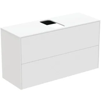 IDEAL STANDARD CONCA - Waschtisch-Unterschrank 1002x373x550 mm in weiß matt lackiert, 2 Schubladen - Grifflos, Vollauszug, Push-to-open, SoftClosing, Vormontiert, Nachhaltig gewonnenes Holz #T3948Y1 - Weiß matt