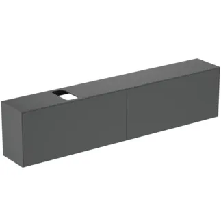 IDEAL STANDARD CONCA - Waschtisch-Unterschrank 2387x373x550 mm in anthrazit matt lackiert, 4 Schubladen - Grifflos, Vollauszug, Push-to-open, SoftClosing, Vormontiert, Nachhaltig gewonnenes Holz #T4340Y2 - Anthrazit matt
