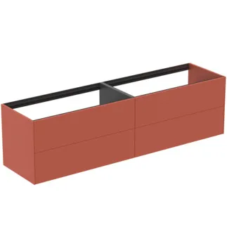 IDEAL STANDARD CONCA - Waschtisch-Unterschrank 1985x505x540 mm in sunset matt lackiert, 4 Schubladen - Grifflos, Vollauszug, Push-to-open, SoftClosing, Vormontiert, Nachhaltig gewonnenes Holz #T3993Y3 - Sunset matt
